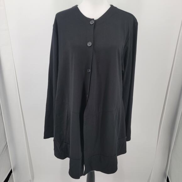 Spirit House Tunic Top Womens XL Black Button Up Relaxed Fit Lagenlook - Picture 3 of 10